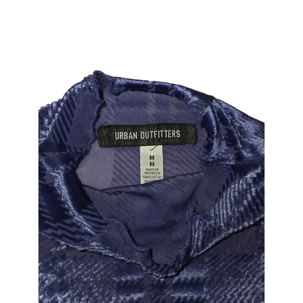 Urban Outfitters Y2K Blue Velvet Plaid Ruched Top Size M - Used Good Condition - Picture 3 of 5